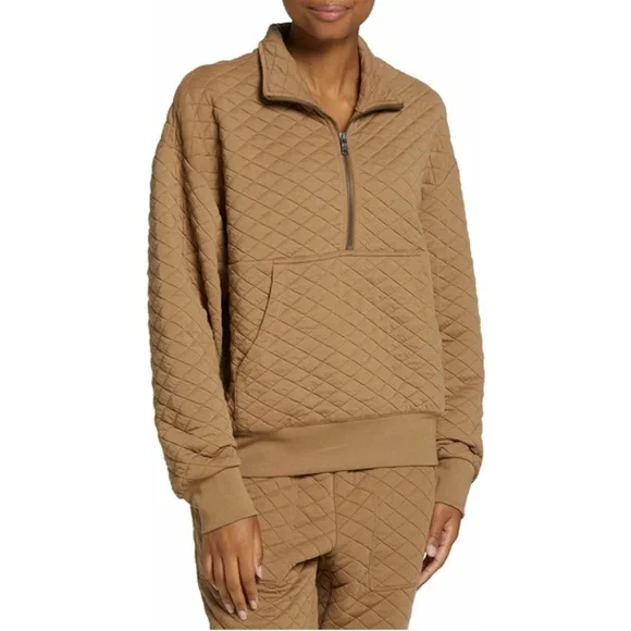 DICK'S Sporting Goods Women's Quilted ½ Zip Pullover, Small - Cadet Brown Sz S - Picture 1 of 5